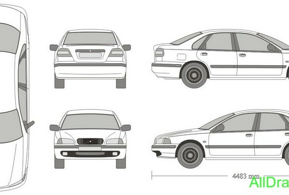 Volvo S40 (1996-2000) (Вольво С40 (1996-2000)) - чертежи (рисунки) автомобиля